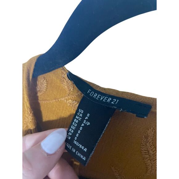 Forever 21 S Embroidered Bohemian Gypsy Western Open Front Mustard Kimono - Picture 4 of 6